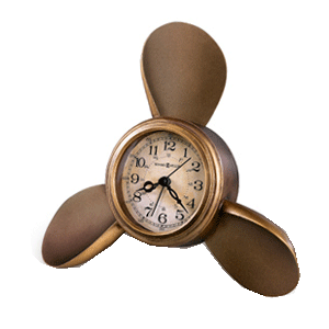 HOWARD MILLER PROPELLER ALARM CLOCK ANTIQUE COPPER FINISH