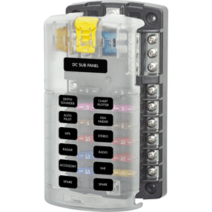 Blue Sea 5026 ST Blade Fuse Block w/Cover - 12 Circuit w/Negativ
