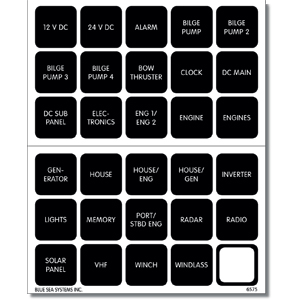 Blue Sea 4218 Square Format Label Set for Battery Management Pan