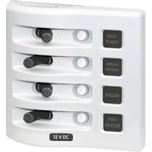 Blue Sea 4384 WeatherDeck Water Resistant Circuit Breaker Panel - 4 Position - White