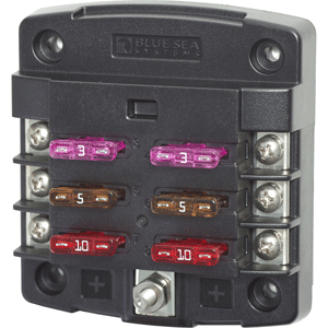 Blue Sea 5033 ST Blade Fuse Block w/out Cover - 6 Circuit w/out