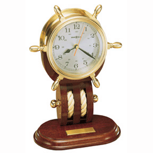 HOWARD MILLER BRITANNIA WHEEL CLOCK BRASS & MAHOGANY