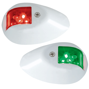 Perko LED Side Lights - Red/Green - 12v - White Epoxy Coated Housing