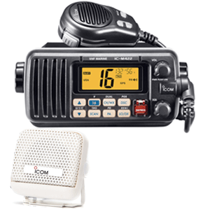 Icom M422 VHF Radio w/ Hailer - Black - Free SP21W Remote Speaker