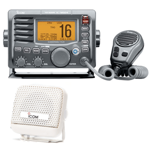 Icom M504 VHF Rear Mic Radio - Grey - Free SP21W Remote Speaker