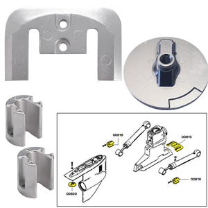 TECNOSEAL TECNOSEAL ANODE KIT MERC BRAVO 2 3 W/ HARDWARE ALUMINUM POLY