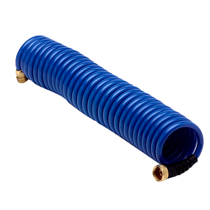 HoseCoil 25' Blue Self Coiling Hose w/ Flex Relief