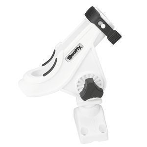Scotty 280 Bait Caster / Spinning Rod Holder w/ 241 Deck or Side Mount - White