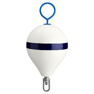 Polyform Mooring Buoy w/ Iron 15" Diameter - White Blue Stripe