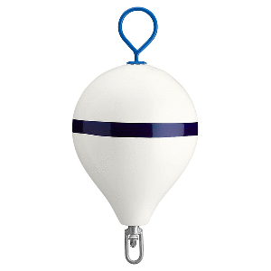 Polyform Mooring Buoy w/ Iron 18" Diameter - White Blue Stripe