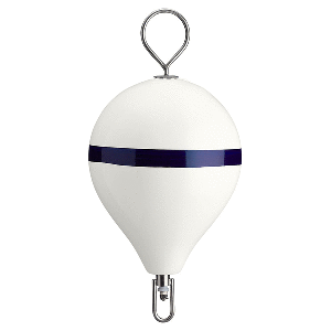 Polyform Mooring Buoy w/ SS 18" Diameter - White Blue Stripe