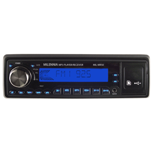 Milennia MR50 AM/FM/USB/SD Stereo - Aux Inputs - Black